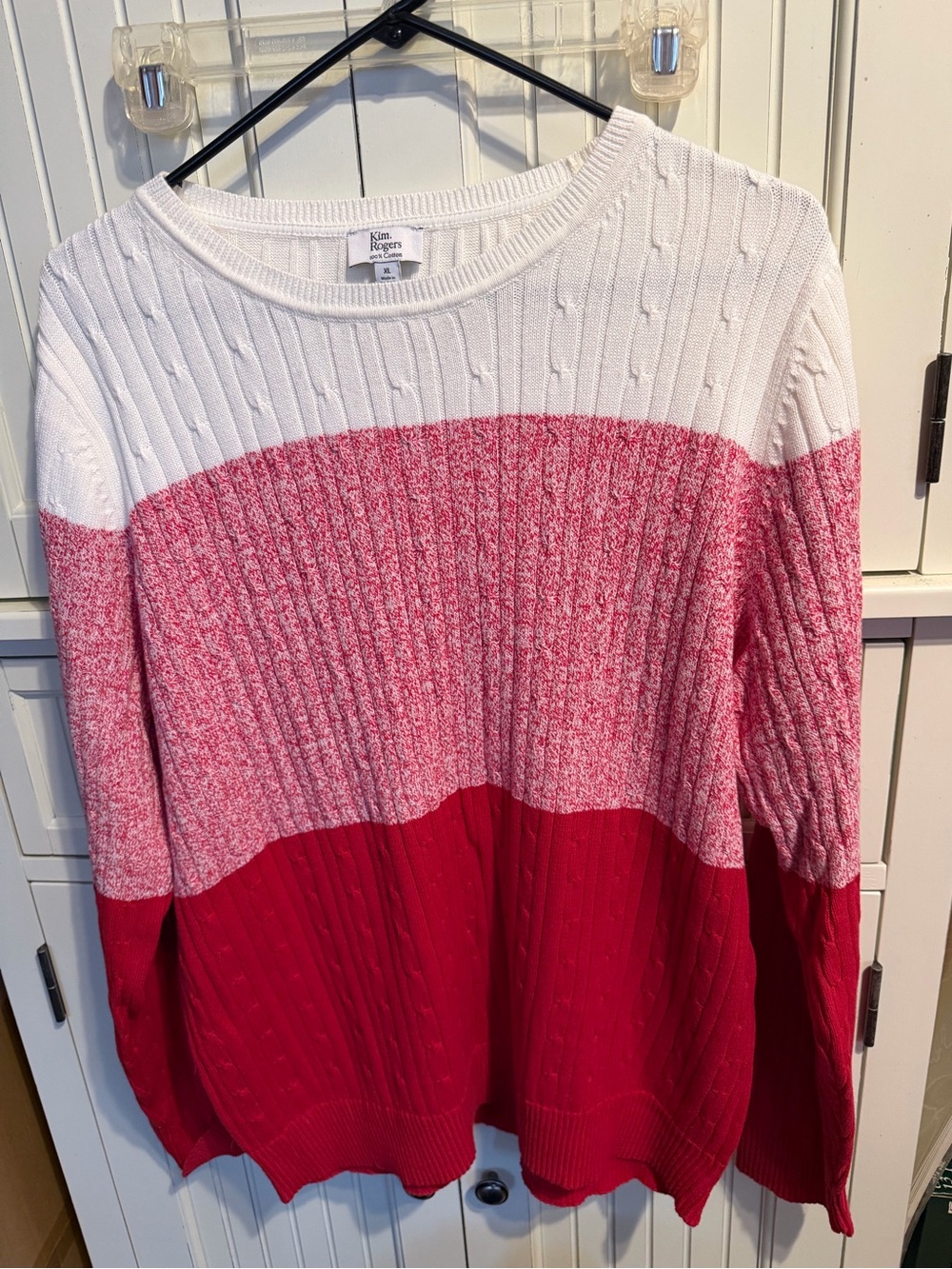 Kim Rogers Cream Cable Knit Sweater Top